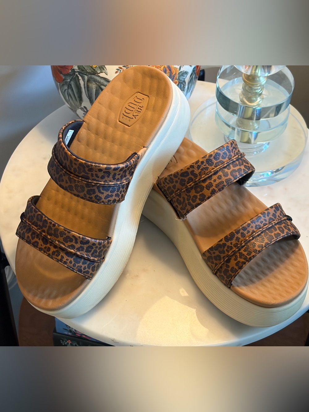 Hey Dude Leopard Print Wedge Sandals